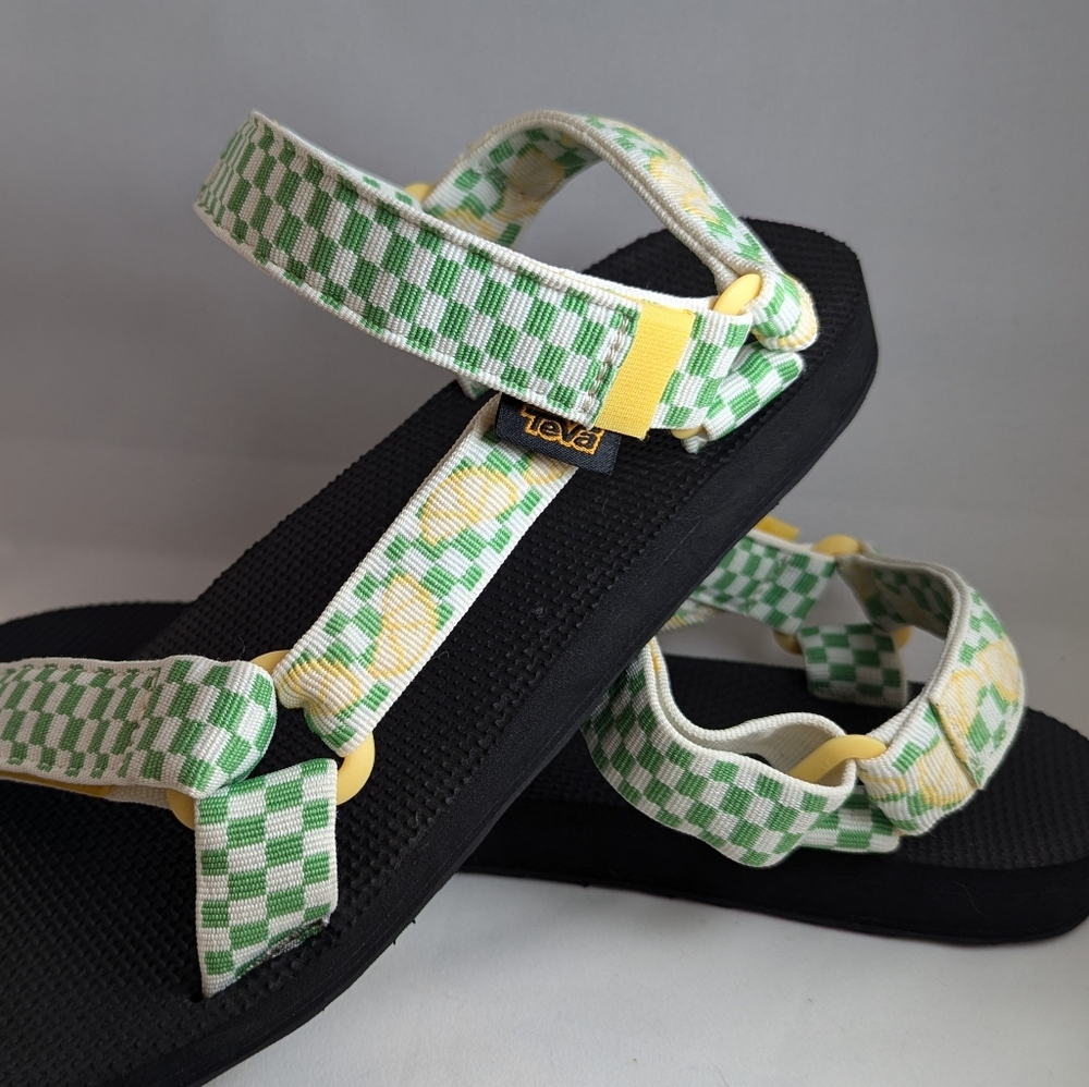 Teva Green Checker & Lemon Sandals